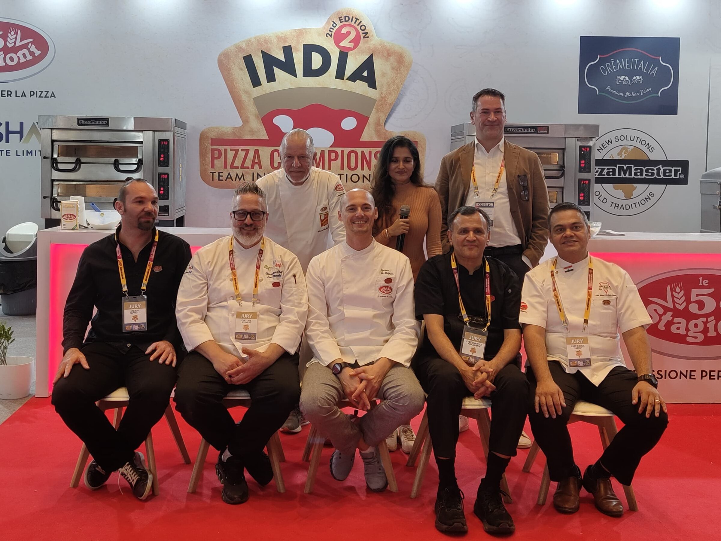 International jury team evaluating pizzas at India Pizza Championship 2025 in Mumbai